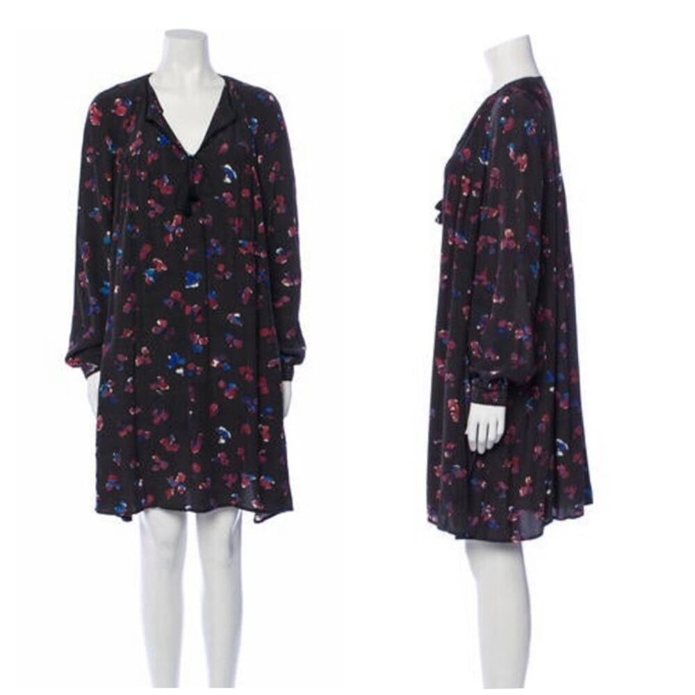 Hatch Maternity Tunic Dress One Size Black Floral Oversized Long Sleeve Mini